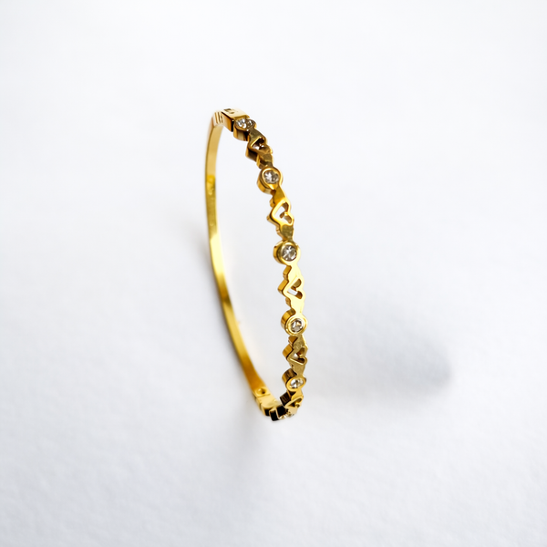 Heart Zigzag Diamond Bangle Bracelet