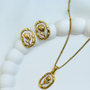 Gold floral pendant set