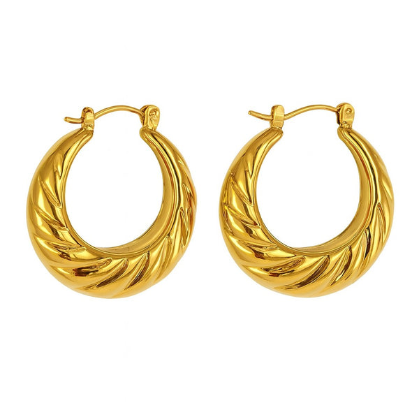 2.Gold Swirl Hoop - 18K Gold Plated & Waterproof