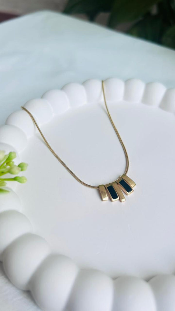 Sleek Black Bar Necklace