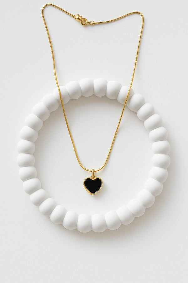 Black Heart Gold Necklace