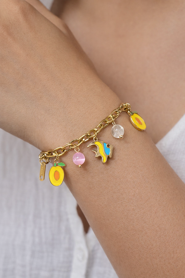 Gold fish charm bracelet