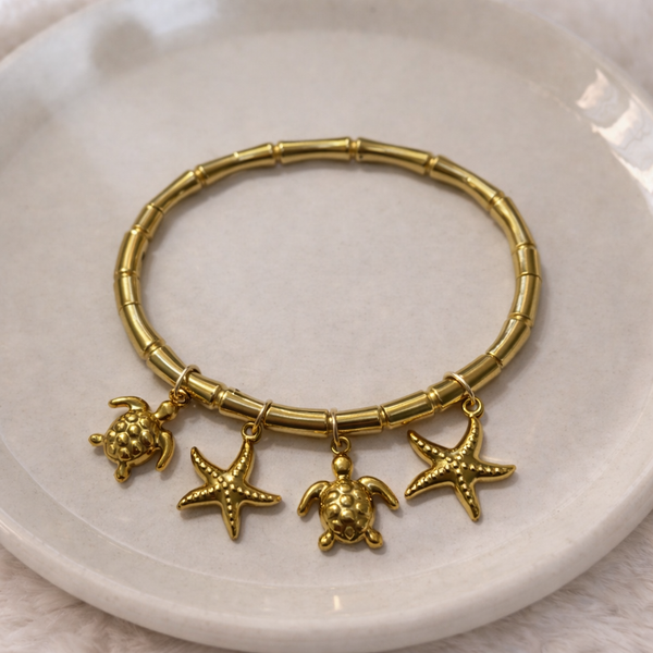 Ocean Charm Gold Bracelet