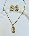 Gold floral pendant set