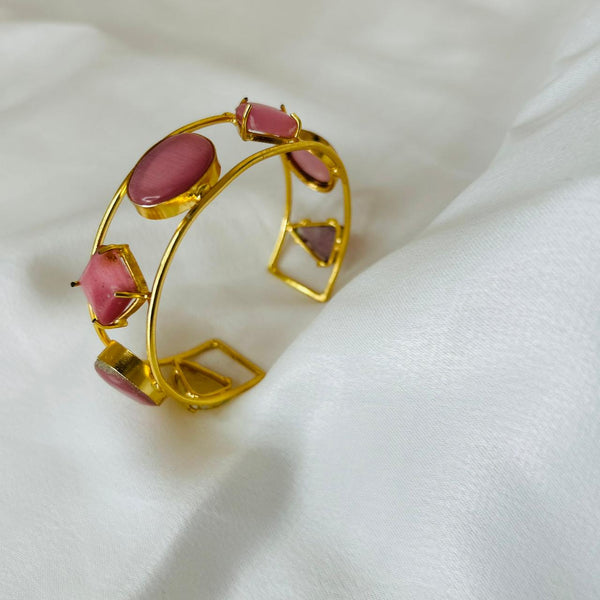 Minimalist Pink Natural Stone Cuff