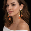 Designer Natural Stone Gold Finish Earrings