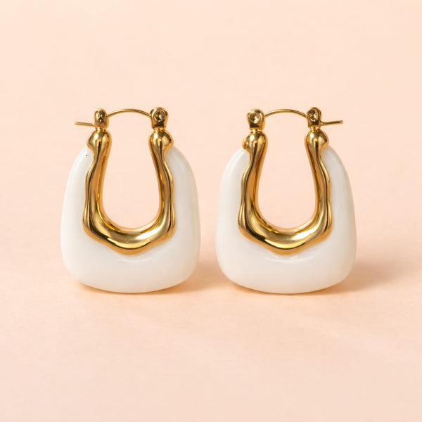 Ivory Resin U shape Hoops