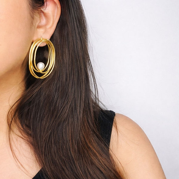Aurelia Orbit Pearl Earrings